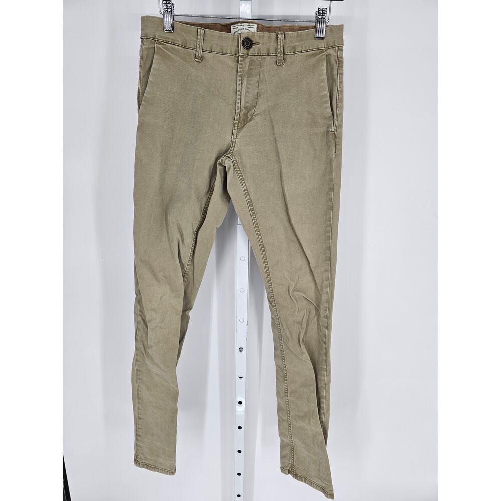 Only & Sons Mens Sz 30x34 Slim Straight Leg Khaki Pants Beige Flat Front